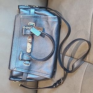 Coach mettalic blue cross-body bag